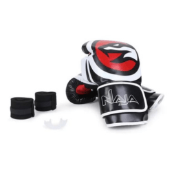 Kit Naja Luva de Boxe + Bandagem Elástica + Protetor Bucal Opp 14 Oz - Preto