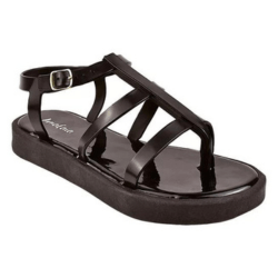 Sandalias Femininas Rasteira Tiras Preta - Preto