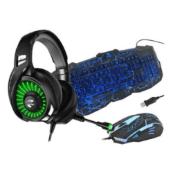 Teclado Mouse Fone De Ouvido Headset Gamer Led PS4/X-one Pc - Preto