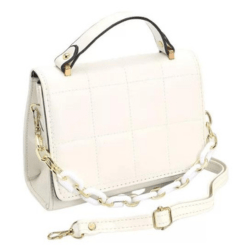 Bolsas Femininas Transversal Média Bordada com Alça de Mão de Corrente Star Shop - Branco