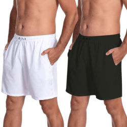 Kit 2 Shorts Bermudas Tactel Masculino - Branco e Preto