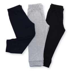 Kit 3 Calças Infantis de Malha - Azul Marinho, Cinza e Preto - Preto+Marinho