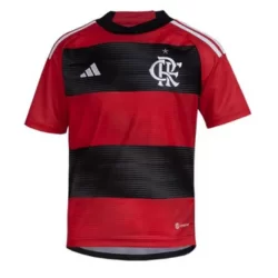 Camisa Flamengo Infantil I 23/24 s/n° Torcedor Adidas Masculina - Vermelho+Pret
