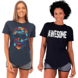 Kit 2 Camisetas Longline Feminina MXD Conceito Slim Diversas Estampas - Preto+Grafite