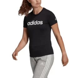 Camiseta Adidas Essentials Linear Feminina - Preto+Branco