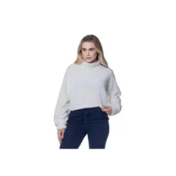 Blusa Cropped Teddy Gola Alta 997 Branco - Branco - P - Branco