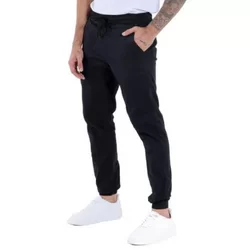 Calça Jogger Jeans Sarja Masculina Com Punho Cós Elástico - Preto